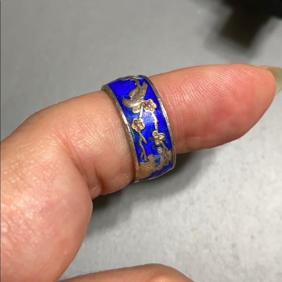 🖤purple pearl earrings💕& cloisonné ring - Picture 6 of 12